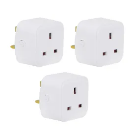 3 Pc Pack Mini WiFi Smart Plug, UK BS Plug, Smart Socket Works with Amazon Alexa & Google Home, With Energy Monitoring, APP & Voice Control