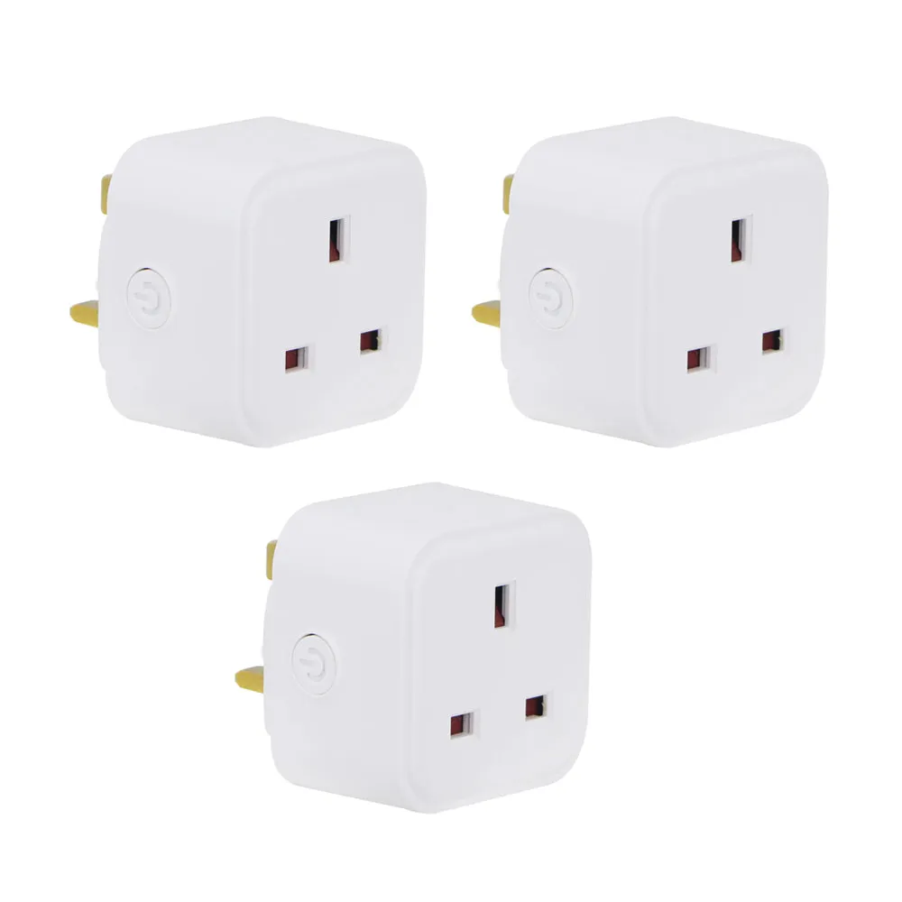 3 Pc Pack Mini WiFi Smart Plug, UK BS Plug, Smart Socket Works with Amazon Alexa & Google Home, With Energy Monitoring, APP & Voice Control