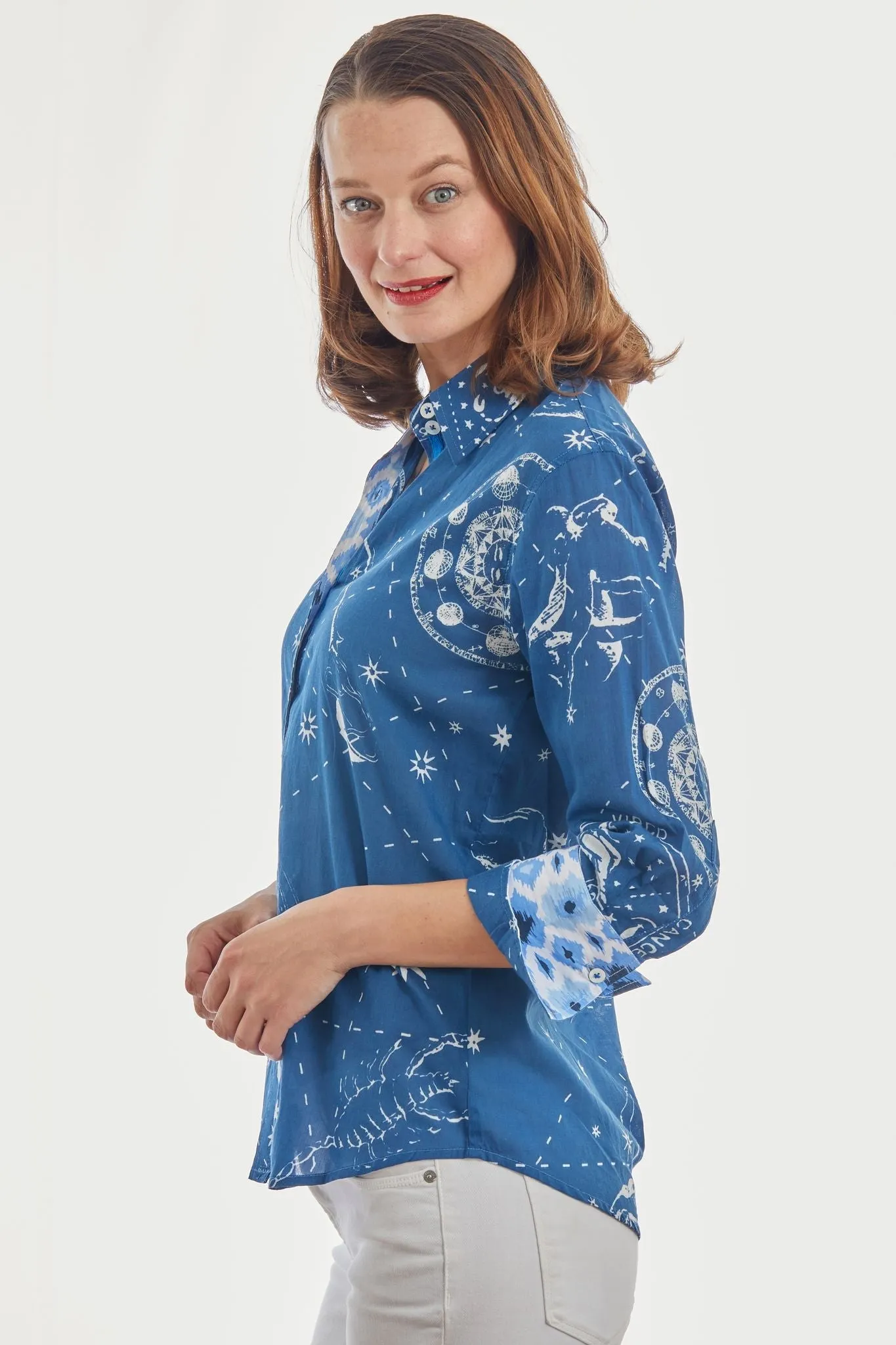 3/4 Sleeve Rome Shirt Navy Constellation Print