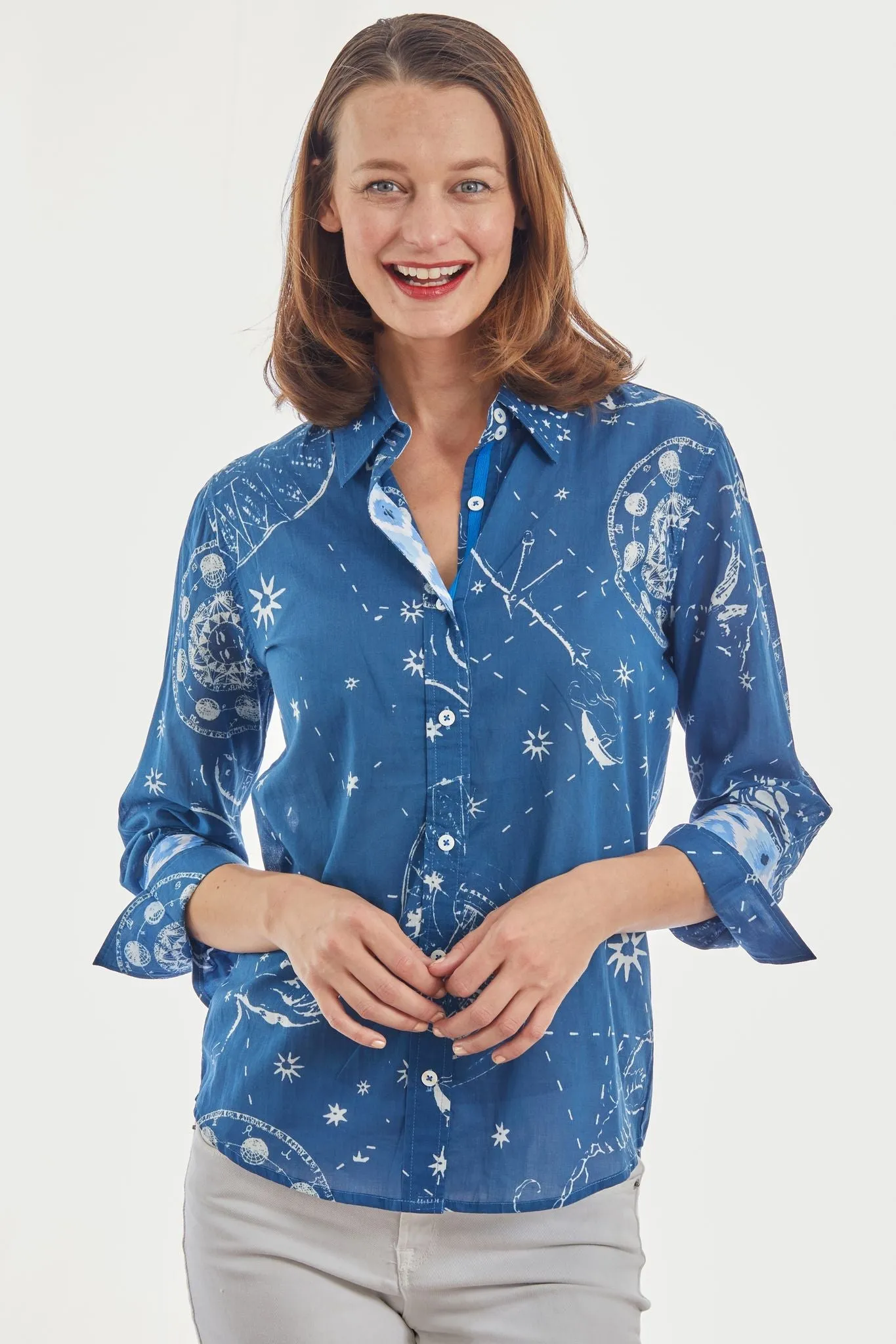 3/4 Sleeve Rome Shirt Navy Constellation Print