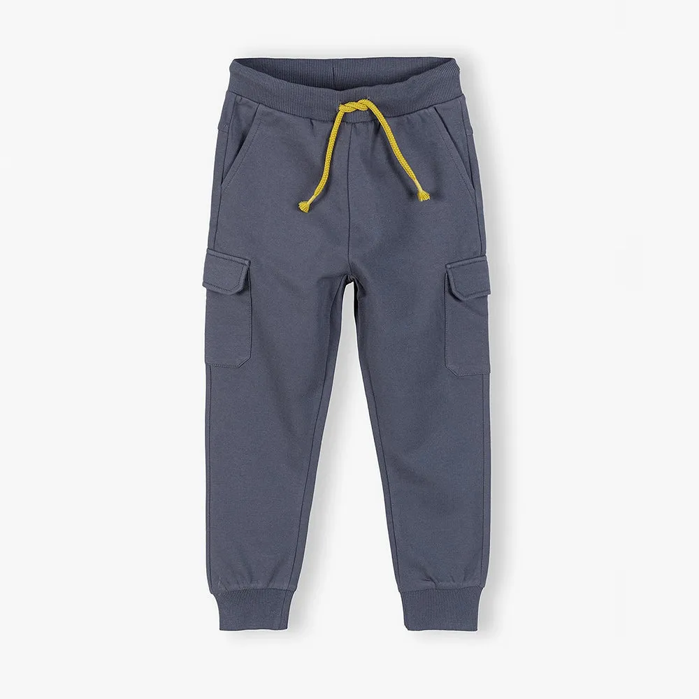 5.10.15 Yellow Cord Cargo Pockets Dark Grey Terry Trouser 11517