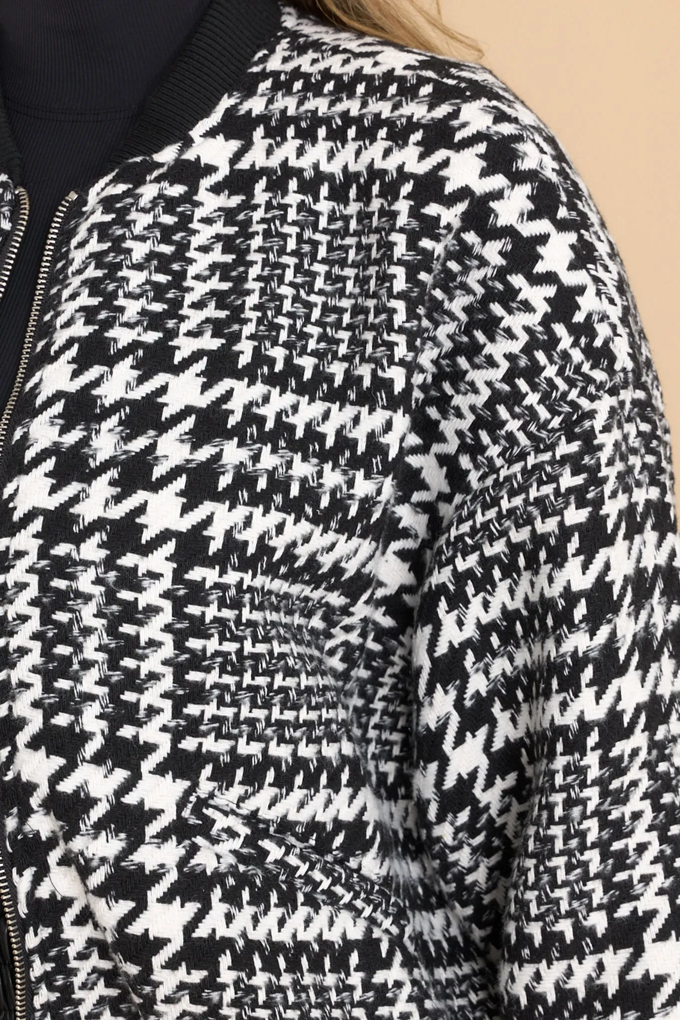 A True Mystery Black Houndstooth Jacket