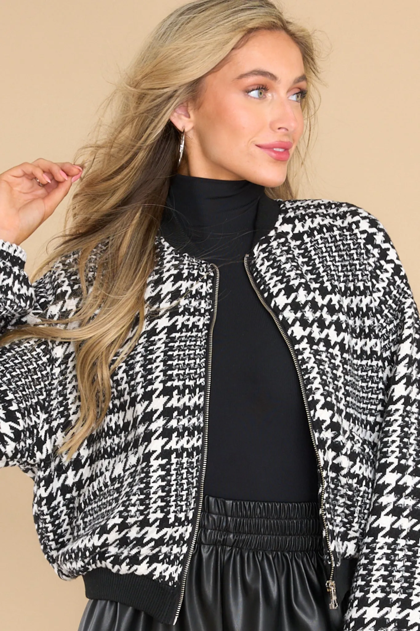 A True Mystery Black Houndstooth Jacket