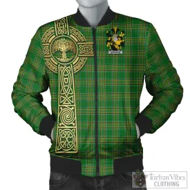Abraham Irish Clan Tartan Bomber Jacket with Coat of Arms Celtic Tree of Life Style