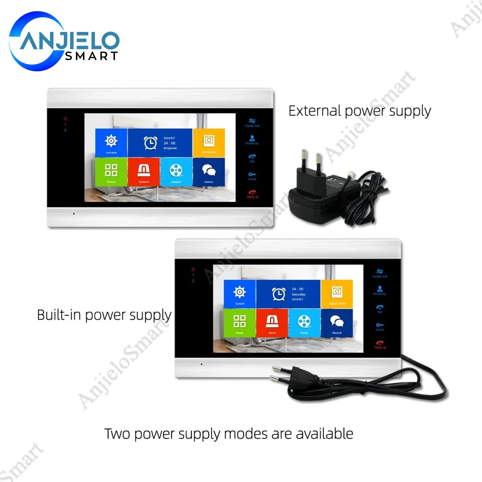 AnjieloSmart 7 inch HD WIFI Smart IP Indoor Monitor Video Door Phone Intercom System Video Recording iOS/Android Remote