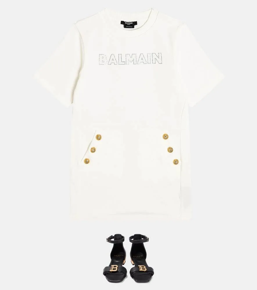 Balmain Cotton Jersey Button Down Dress, White