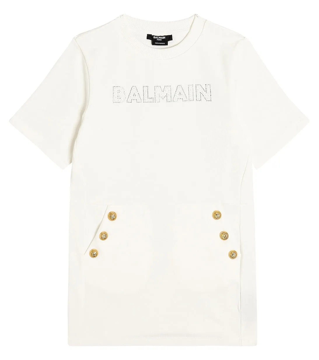 Balmain Cotton Jersey Button Down Dress, White