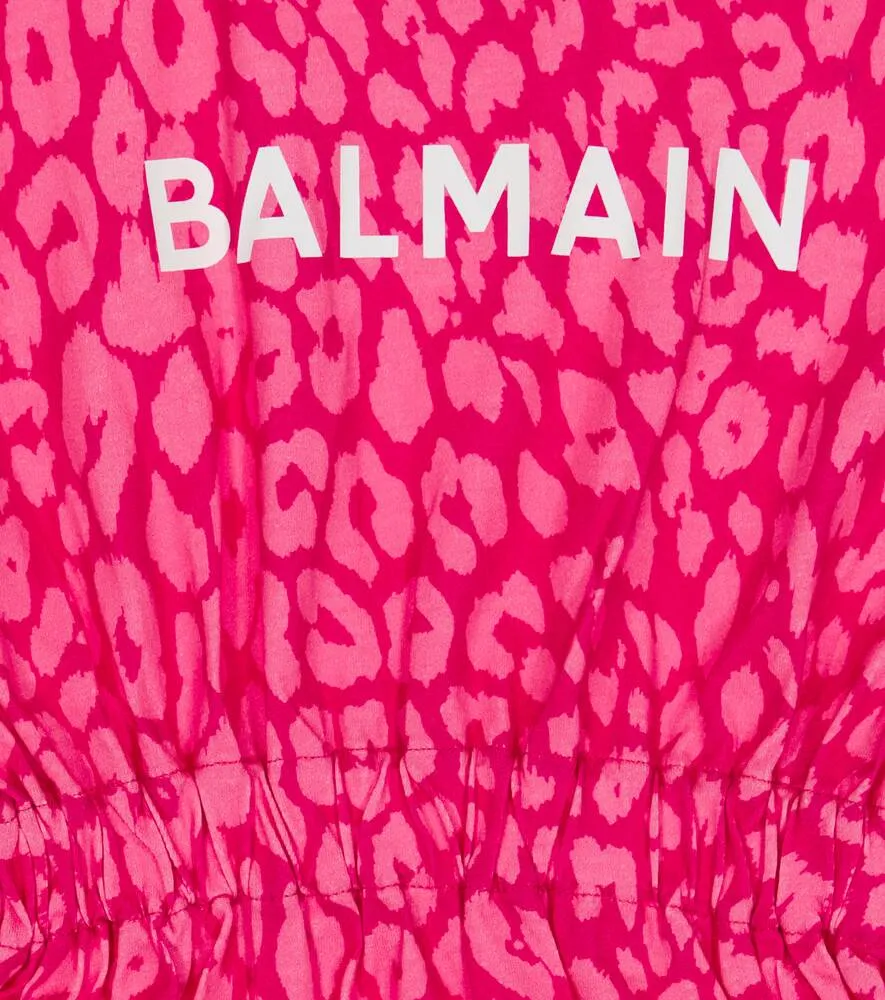 Balmain leopard print cotton dress, pink