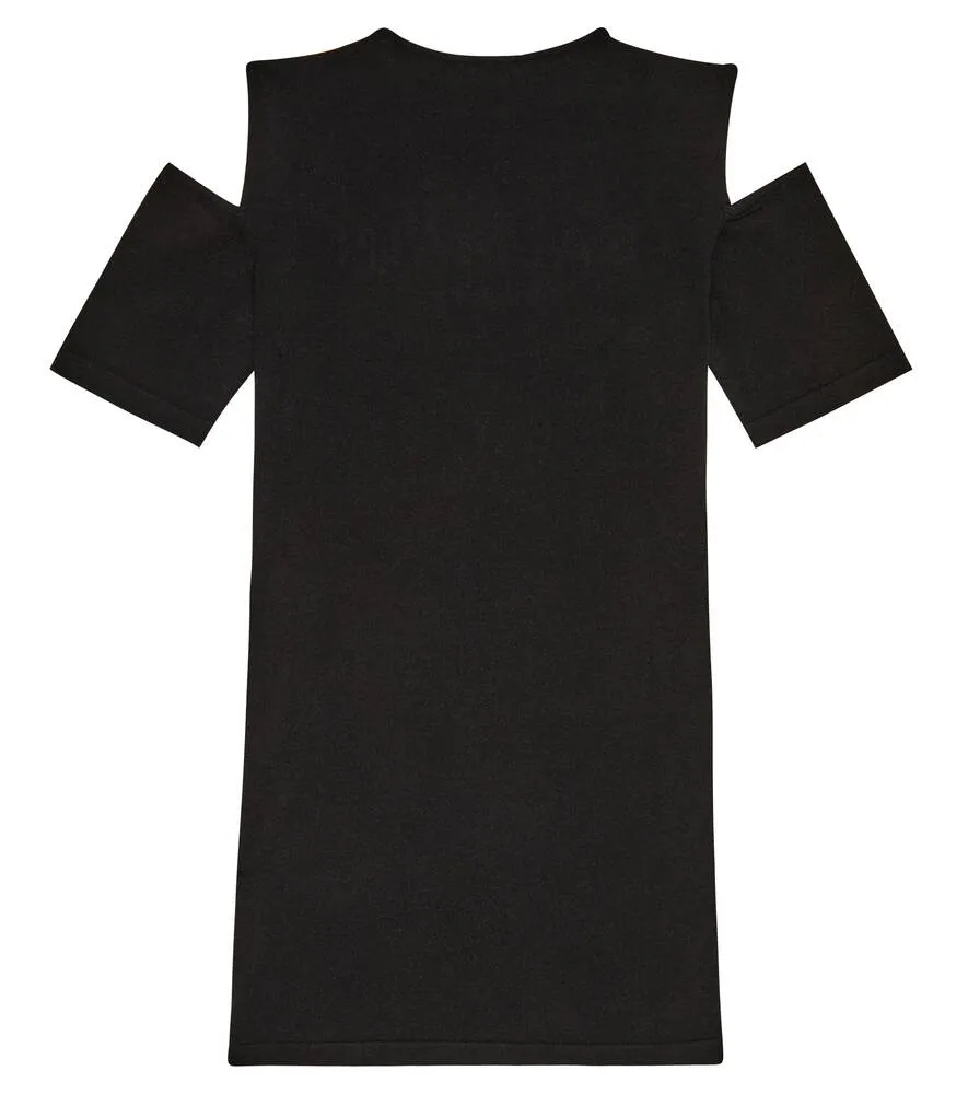 Balmain Logo Off Shoulder Dress, Black
