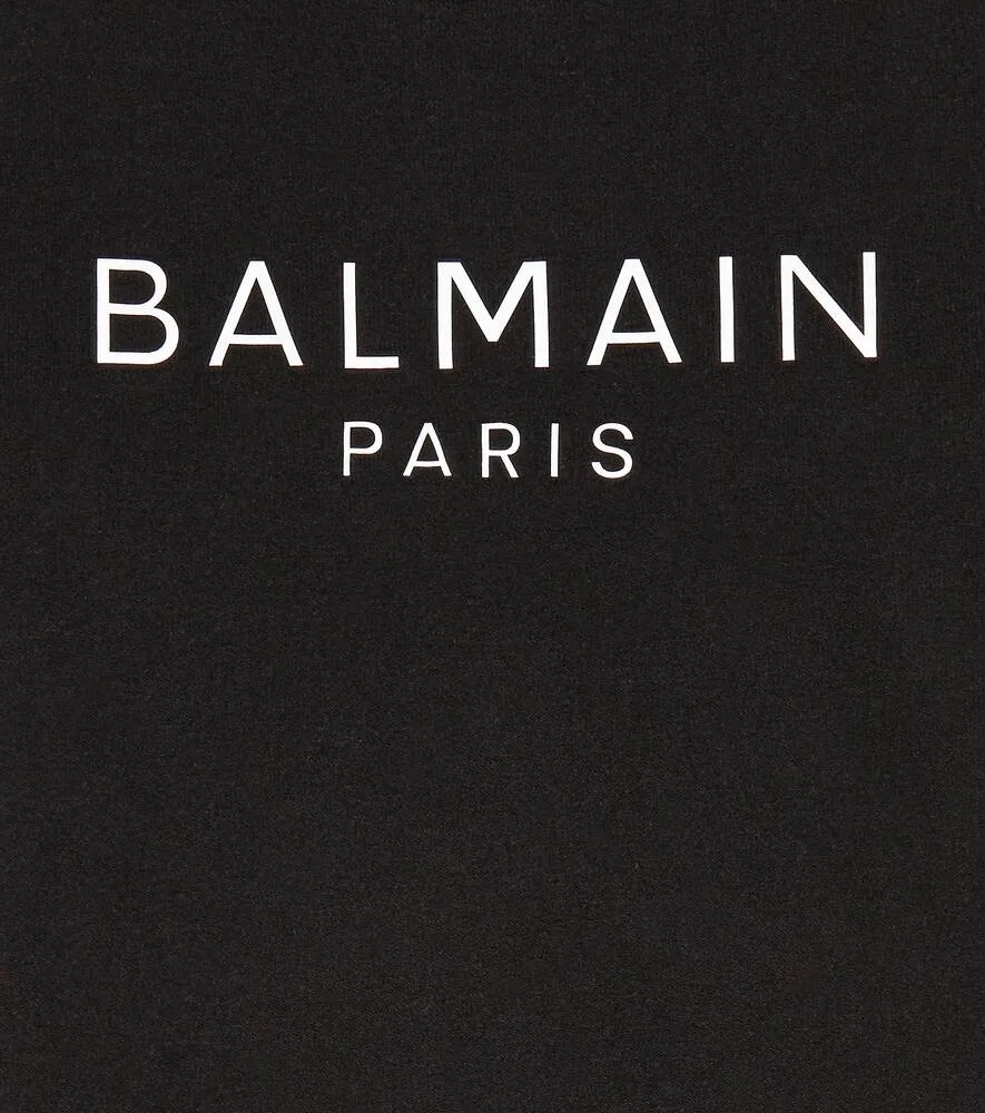 Balmain Logo Off Shoulder Dress, Black