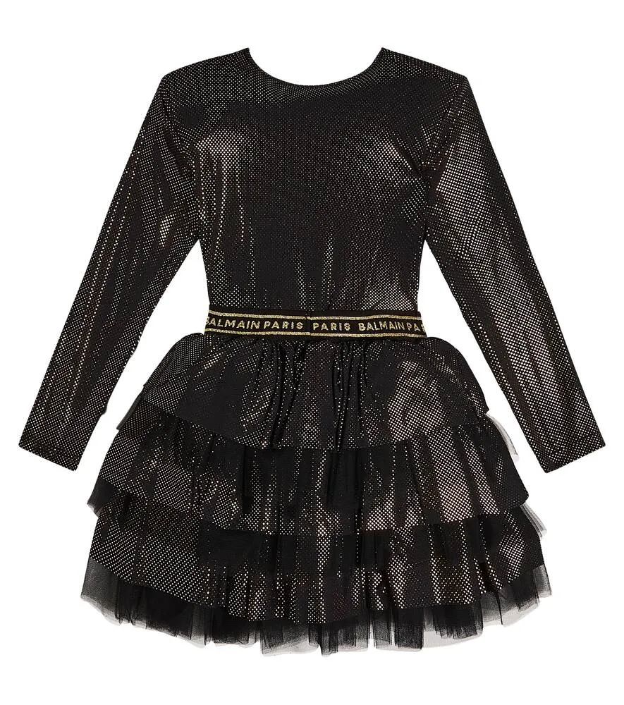Balmain tiered dress, black
