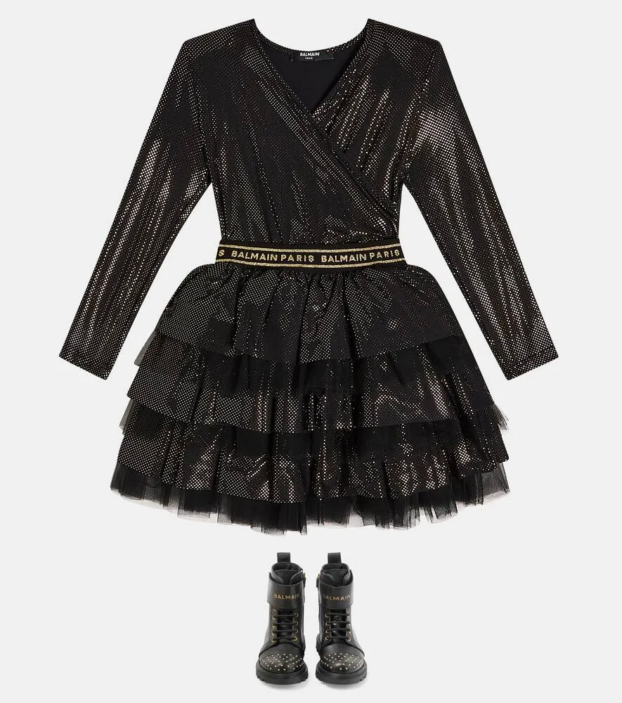 Balmain tiered dress, black