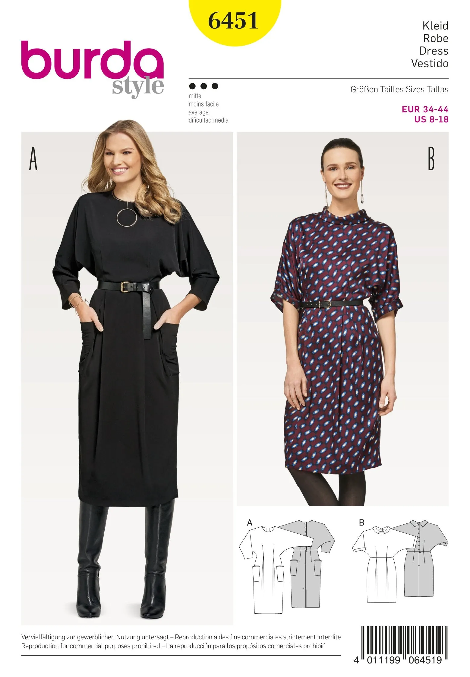BD6451 Women’s Dresses | Burda Style Pattern