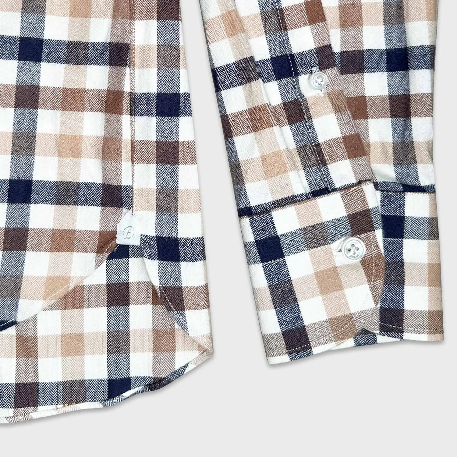 Borriello Cotton Flannel Club Check Shirt Brown Multicolor