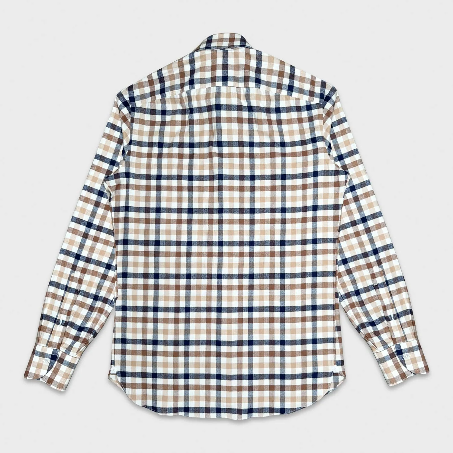 Borriello Cotton Flannel Club Check Shirt Brown Multicolor