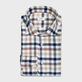 Borriello Cotton Flannel Club Check Shirt Brown Multicolor