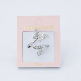Dainty Twisted Butterfly Silver Ring F18
