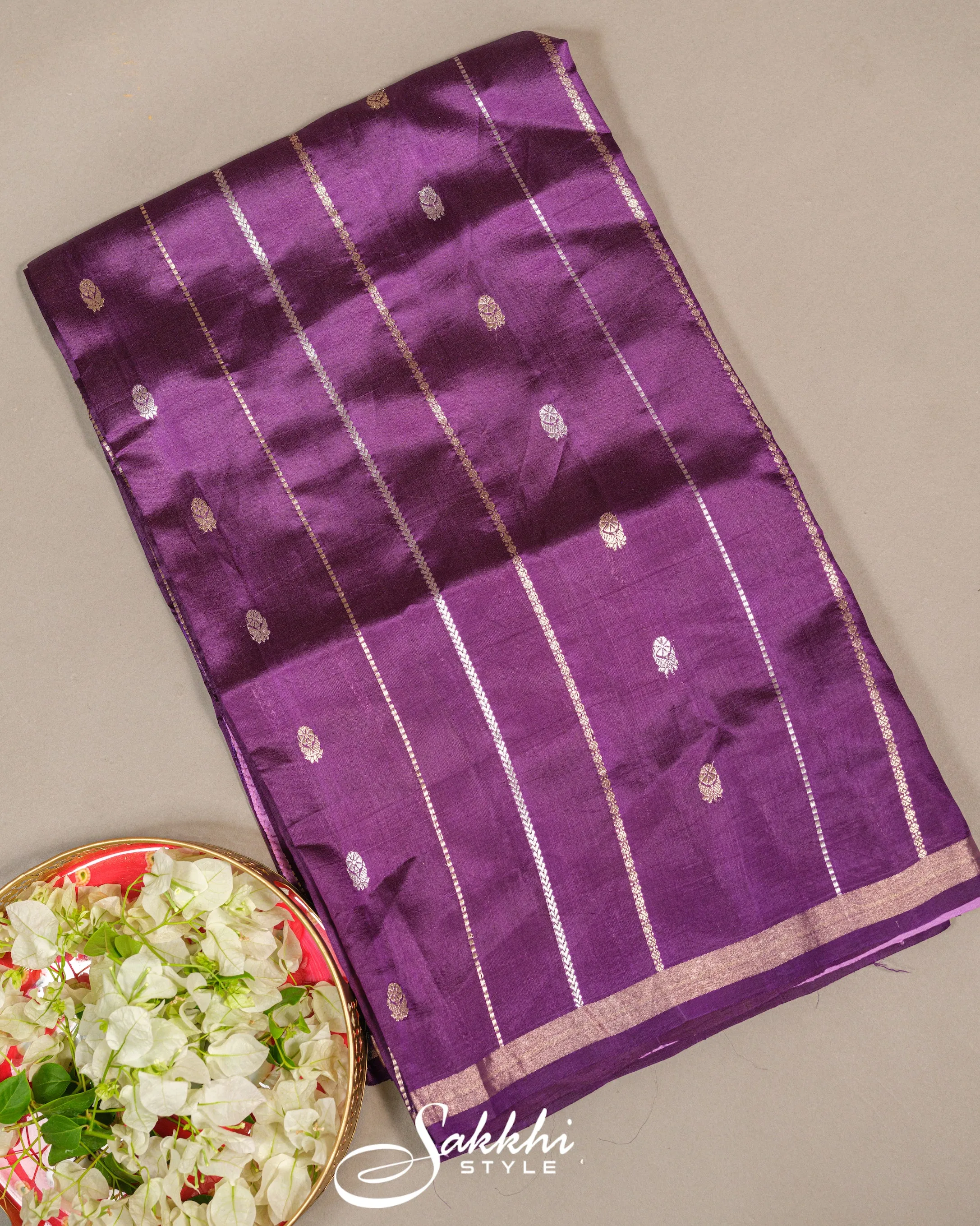 DEEP VIOLET RAW MANGO BANARASI SAREE