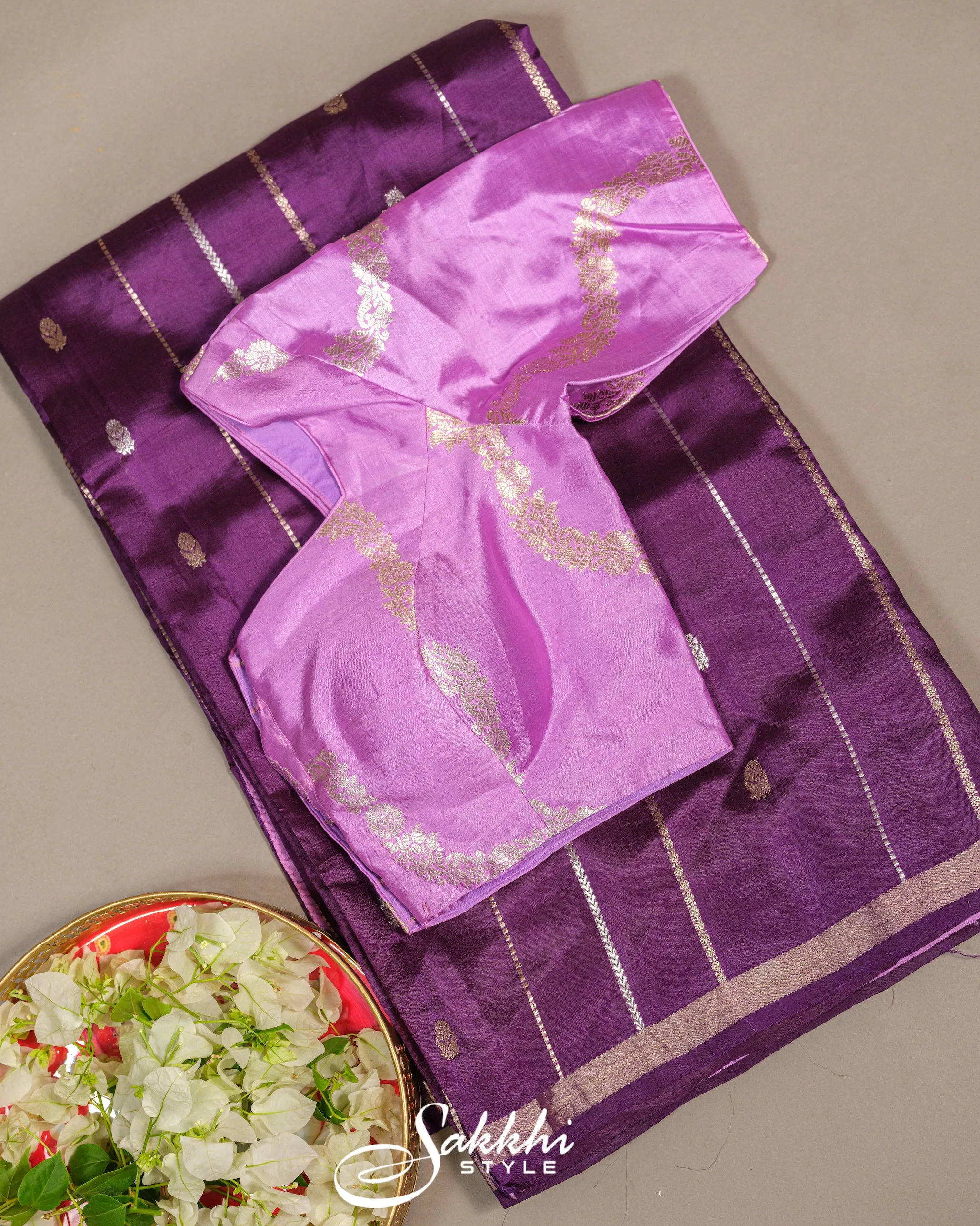 DEEP VIOLET RAW MANGO BANARASI SAREE