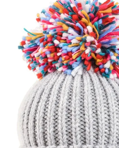 Firework Large Knitted Pompom Hat - Cream