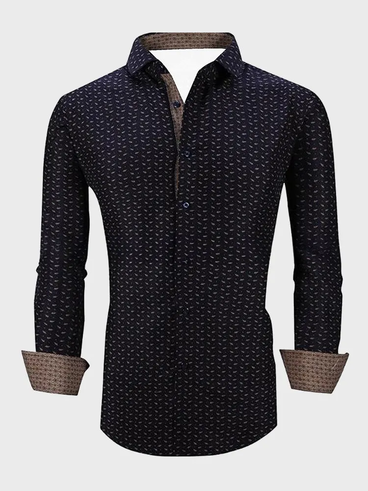 Global Print Contrast Men's Shirt