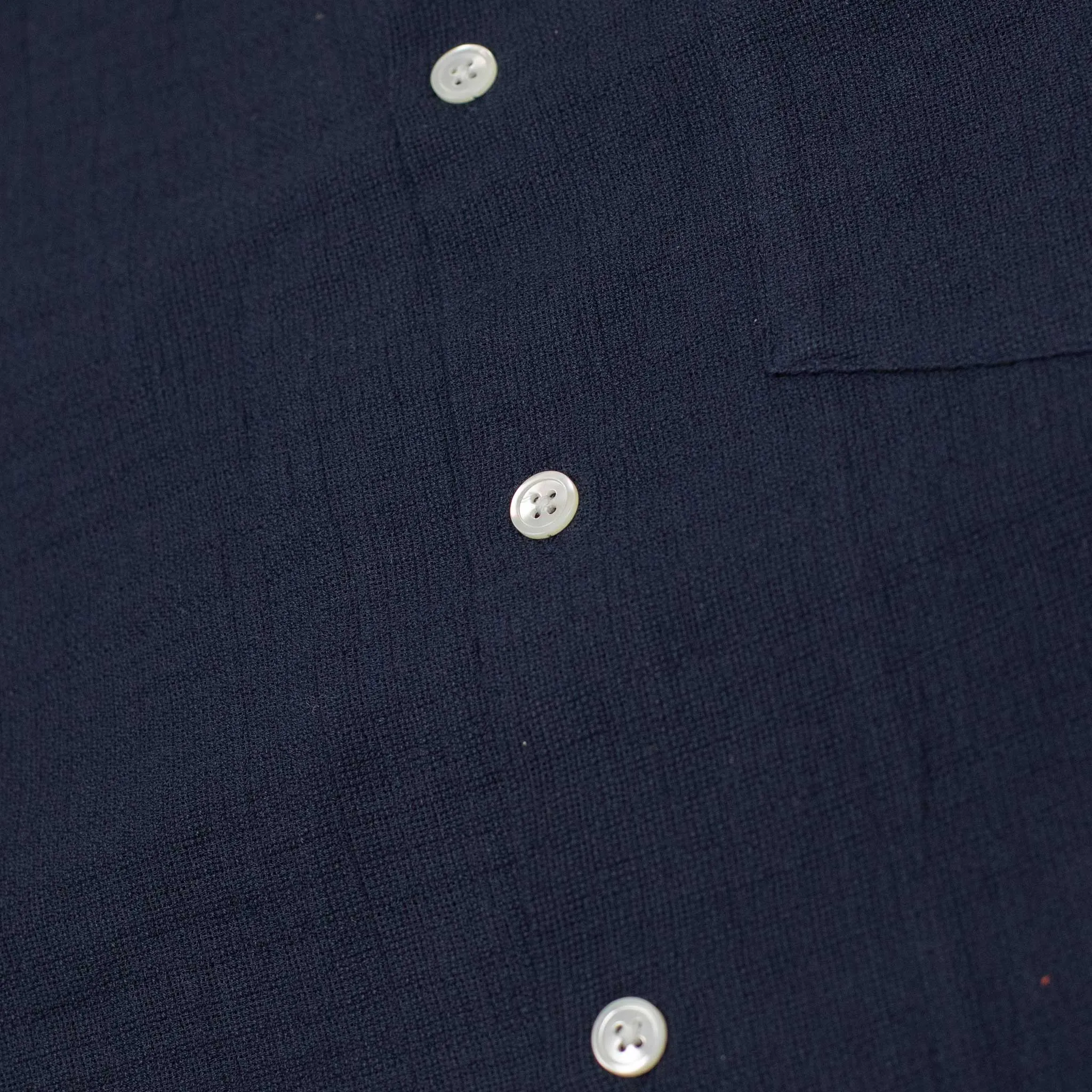 Grain camp collar shirt in navy checked cotton gauze