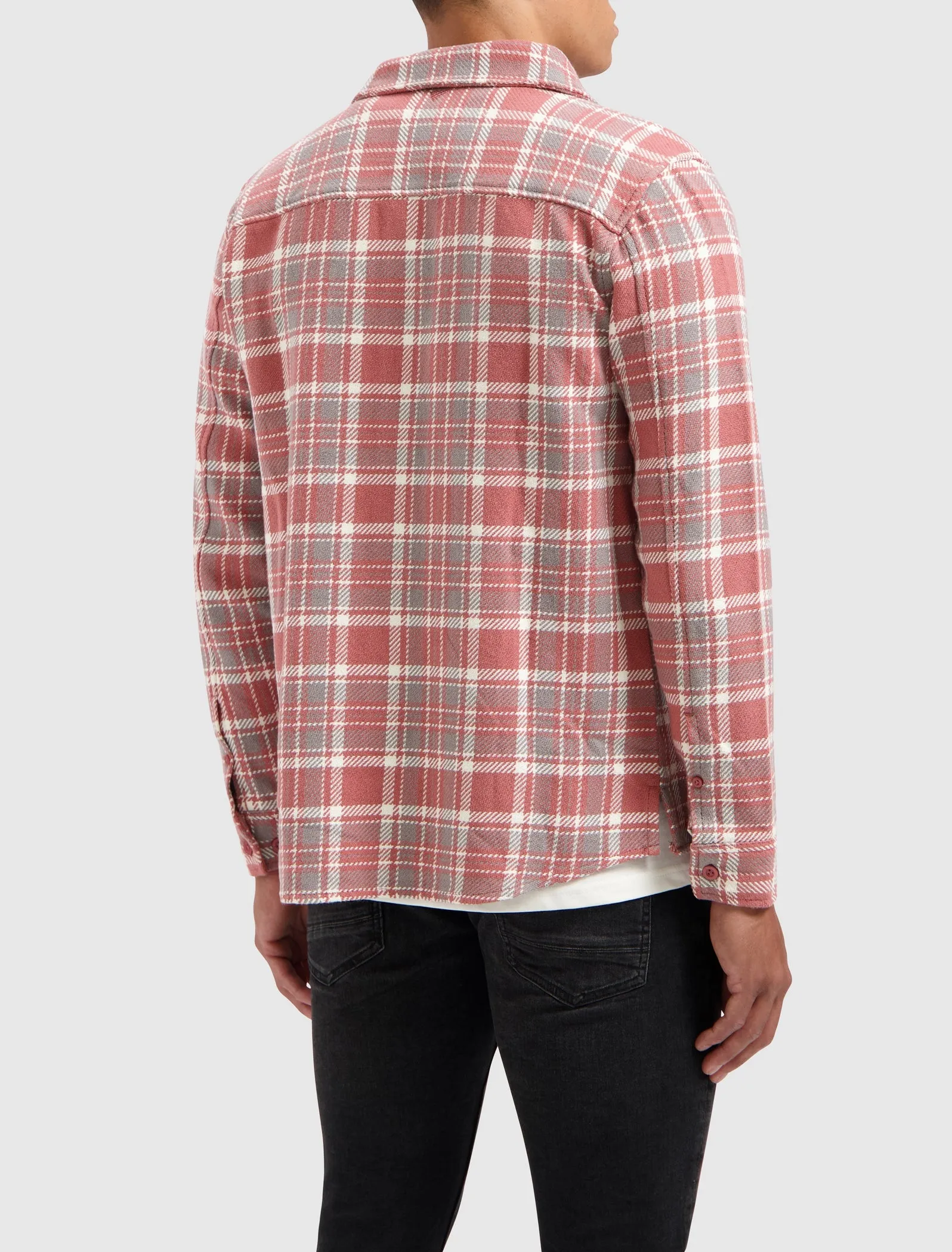 Heavy Twill Checked Shirt | Dark Peach