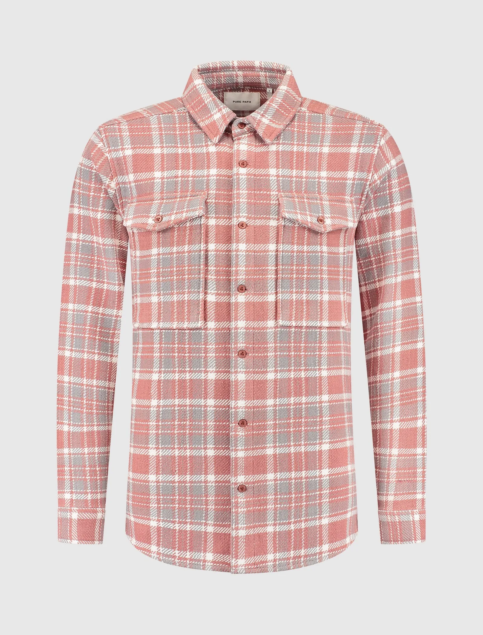 Heavy Twill Checked Shirt | Dark Peach