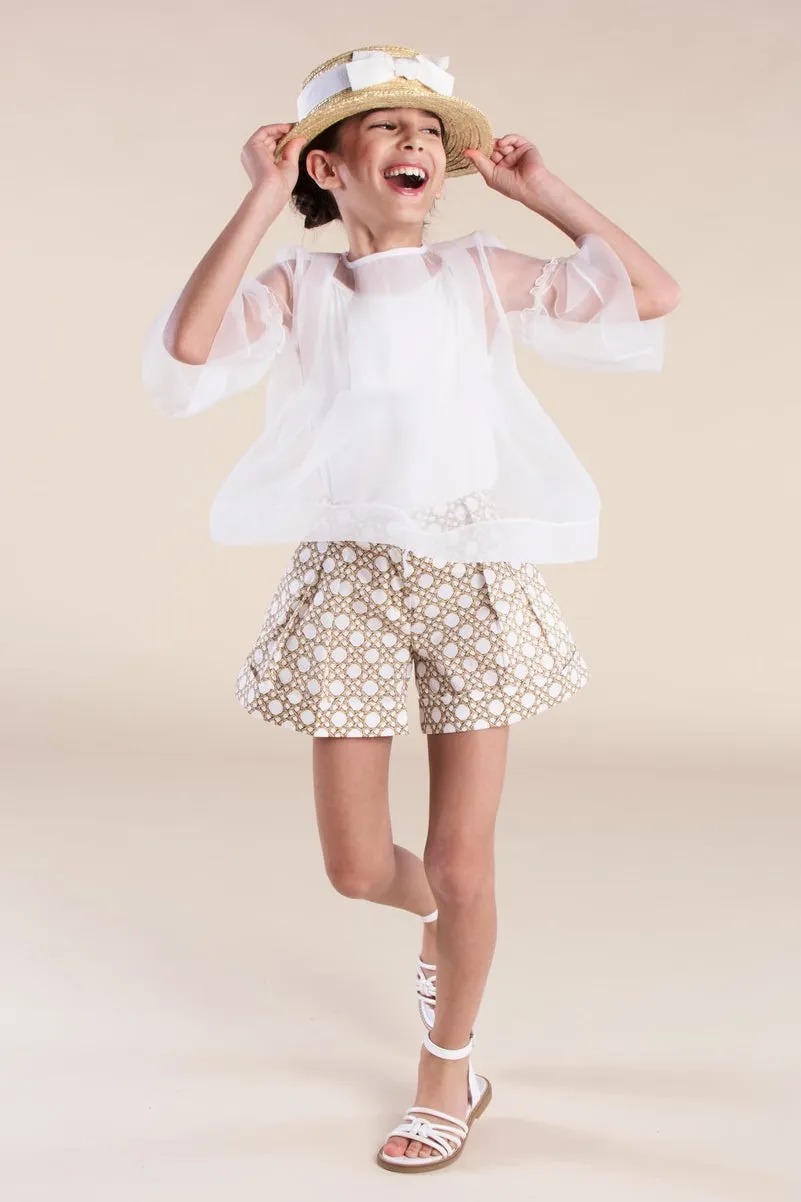 Ivory Organza Blouse with Lining
