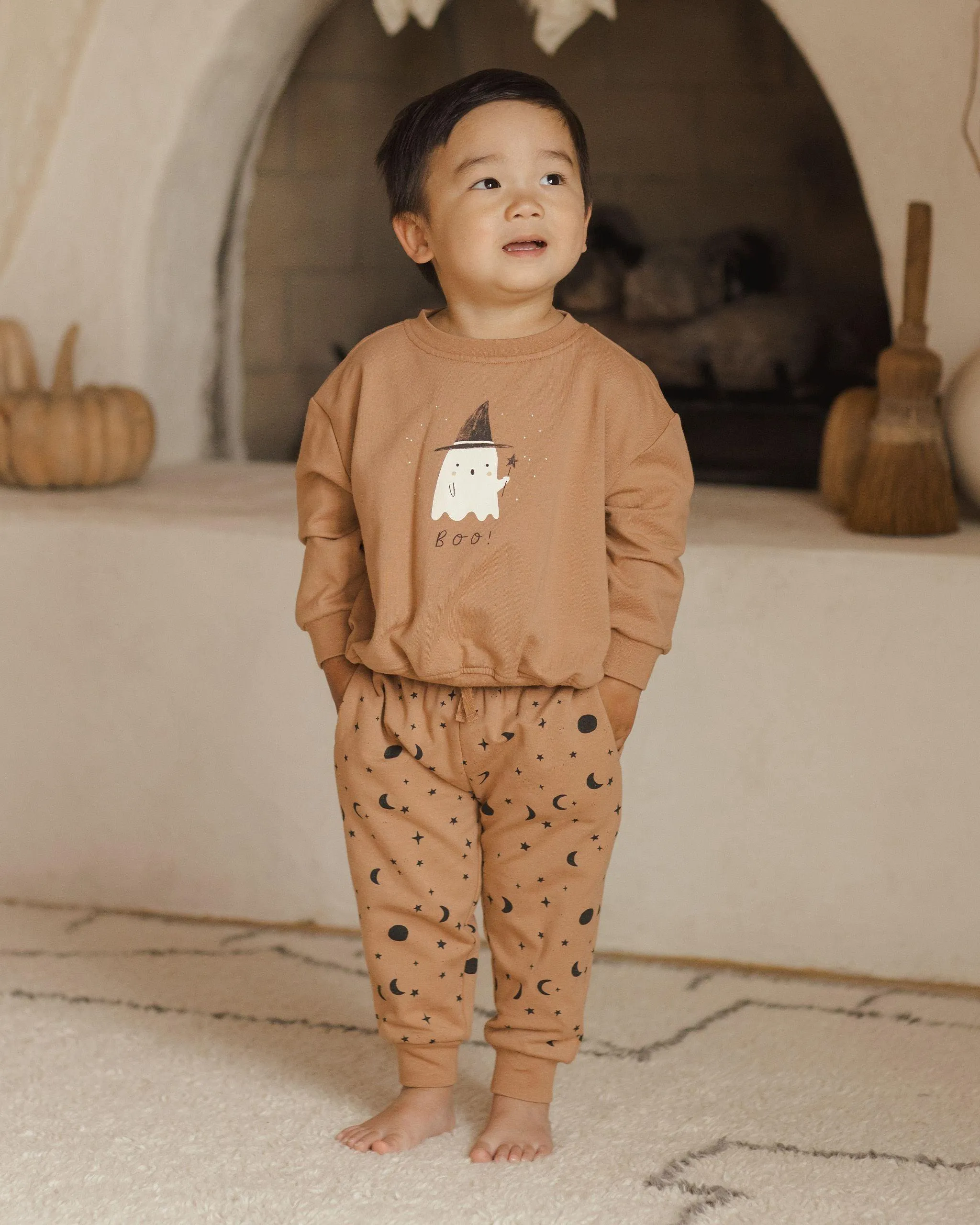 Kids Halloween Sets| 2PCS: Relaxed Sweatsuit- Boo and Night Sky | Quincy Mae