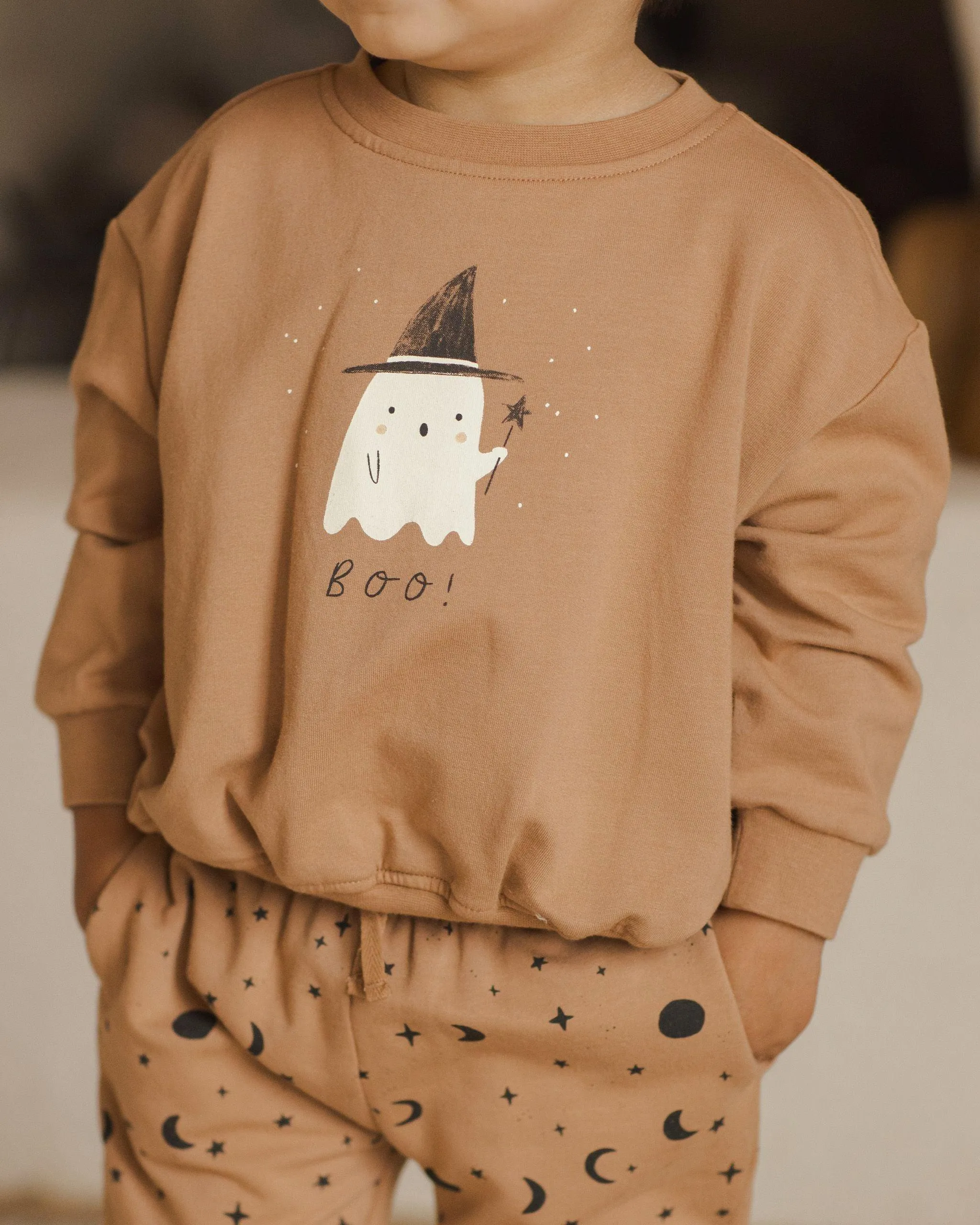 Kids Halloween Sets| 2PCS: Relaxed Sweatsuit- Boo and Night Sky | Quincy Mae