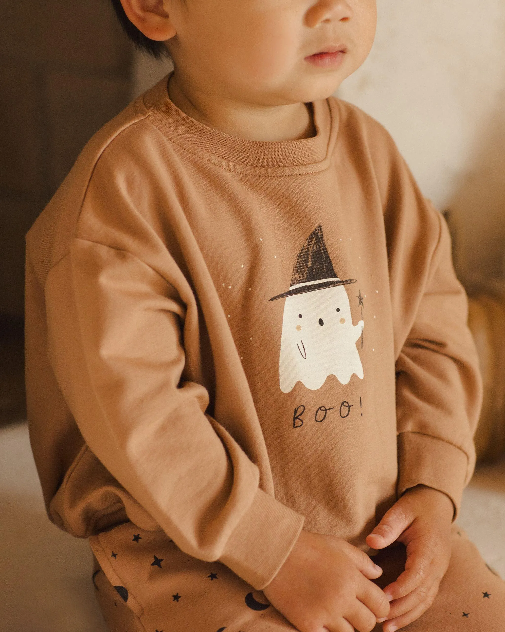 Kids Halloween Sets| 2PCS: Relaxed Sweatsuit- Boo and Night Sky | Quincy Mae