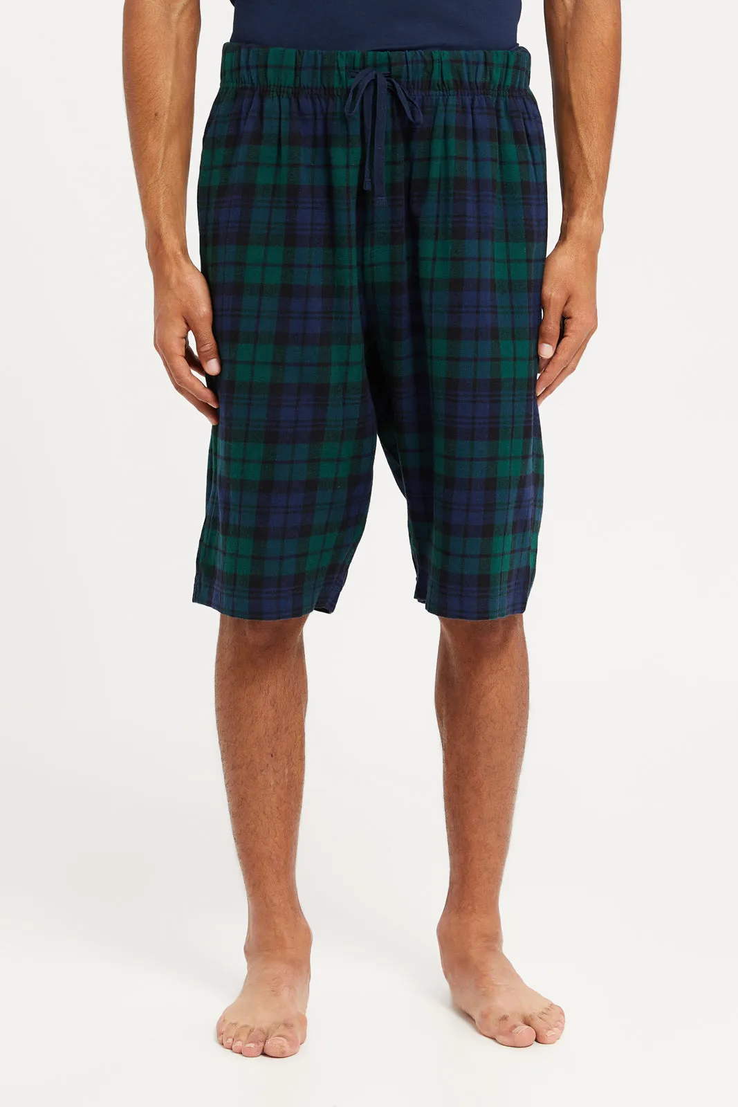 Men Navy Checked Nightwear Set (2 Piece)
