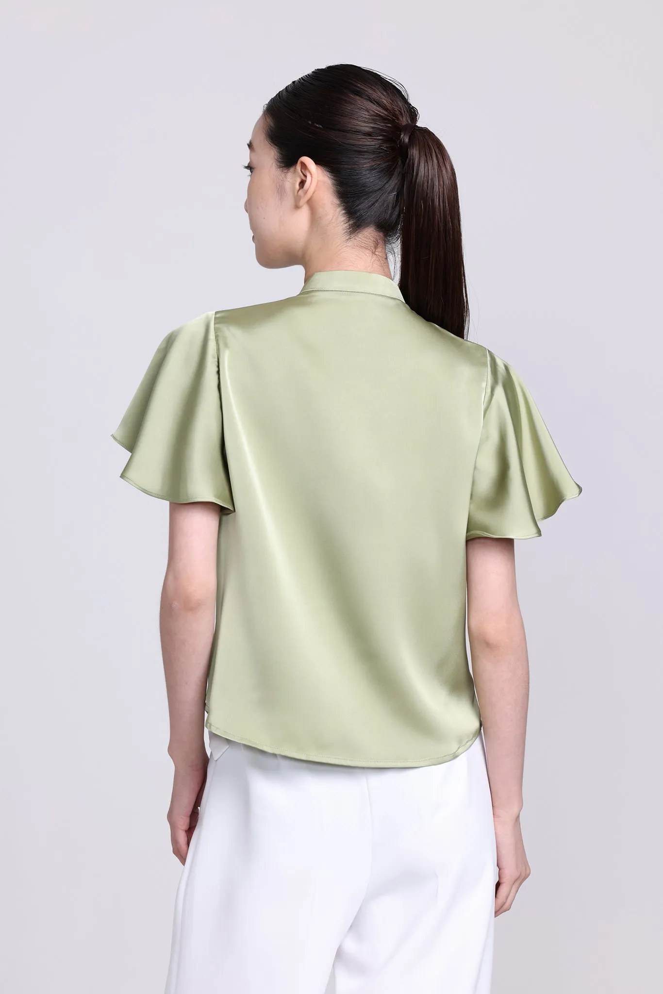 NIKO Satin Ruffle Blouse (Green)