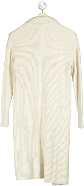 Open Edit Cream Ribbed Open Front Cardigan UK XXS