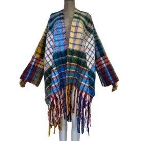 Pre Order:  Warm Plaid Poncho Cardigan - WINI