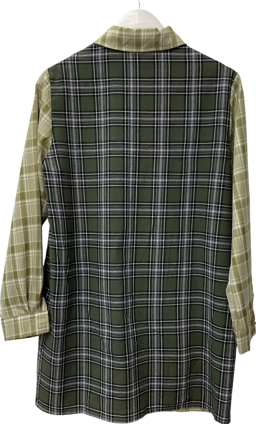 PrettyLittleThing Green Oversized Checked Shirt UK 6