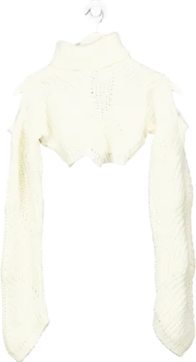 PrettyLittleThing White Cut-Out Knit Sweater UK XS