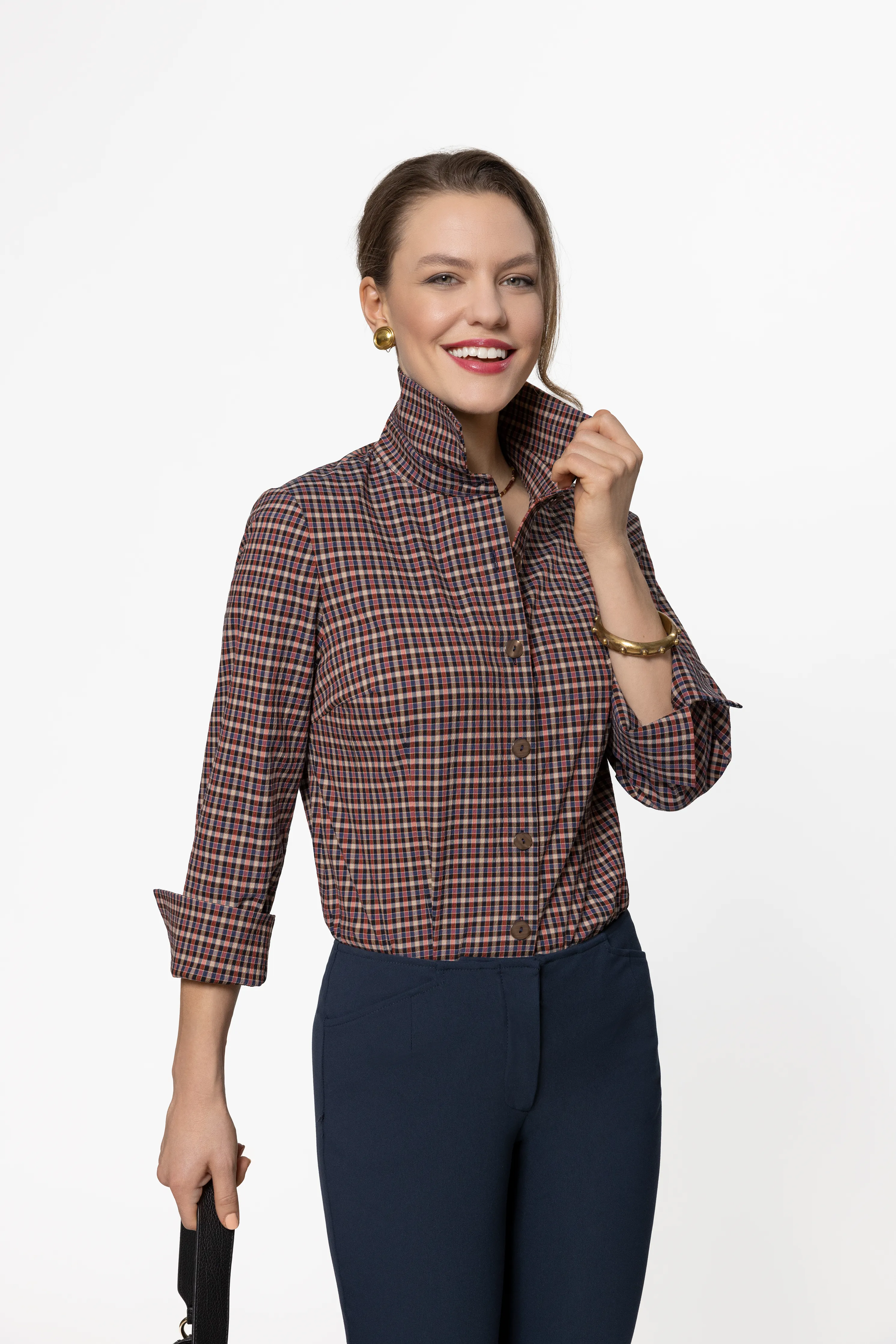 Seersucker Small Plaid Shirt