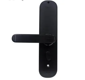 Smart Wi-Fi Door Digital Lock with Mechanical Key and Handle, 4 Ways Entry with Fingerprint Access, Keypad Code, 5 pcs RFID Card and Remote Access Using Wireless App (Left Handle, Black)
