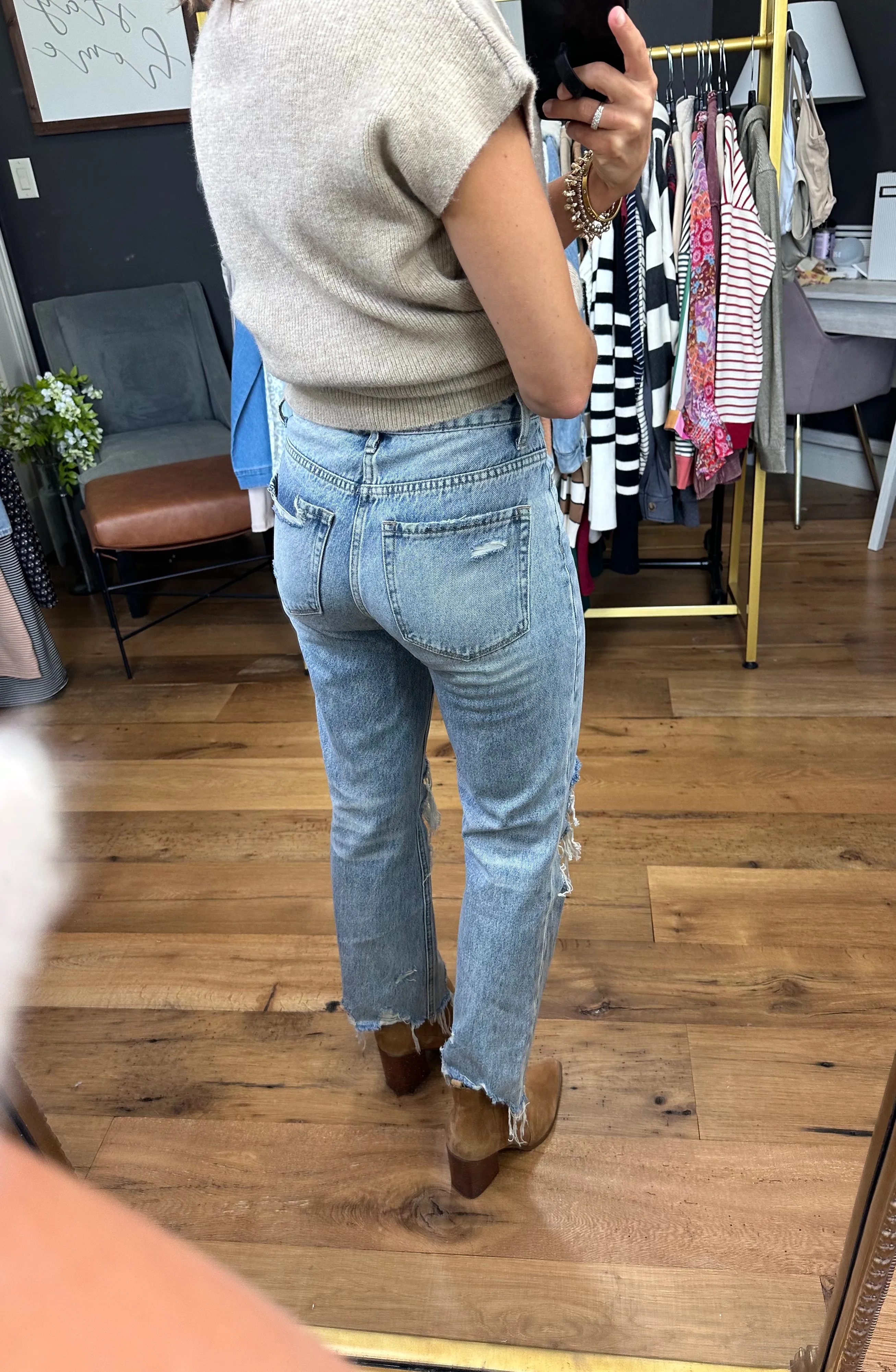 The Mallory Distressed Mom Jean