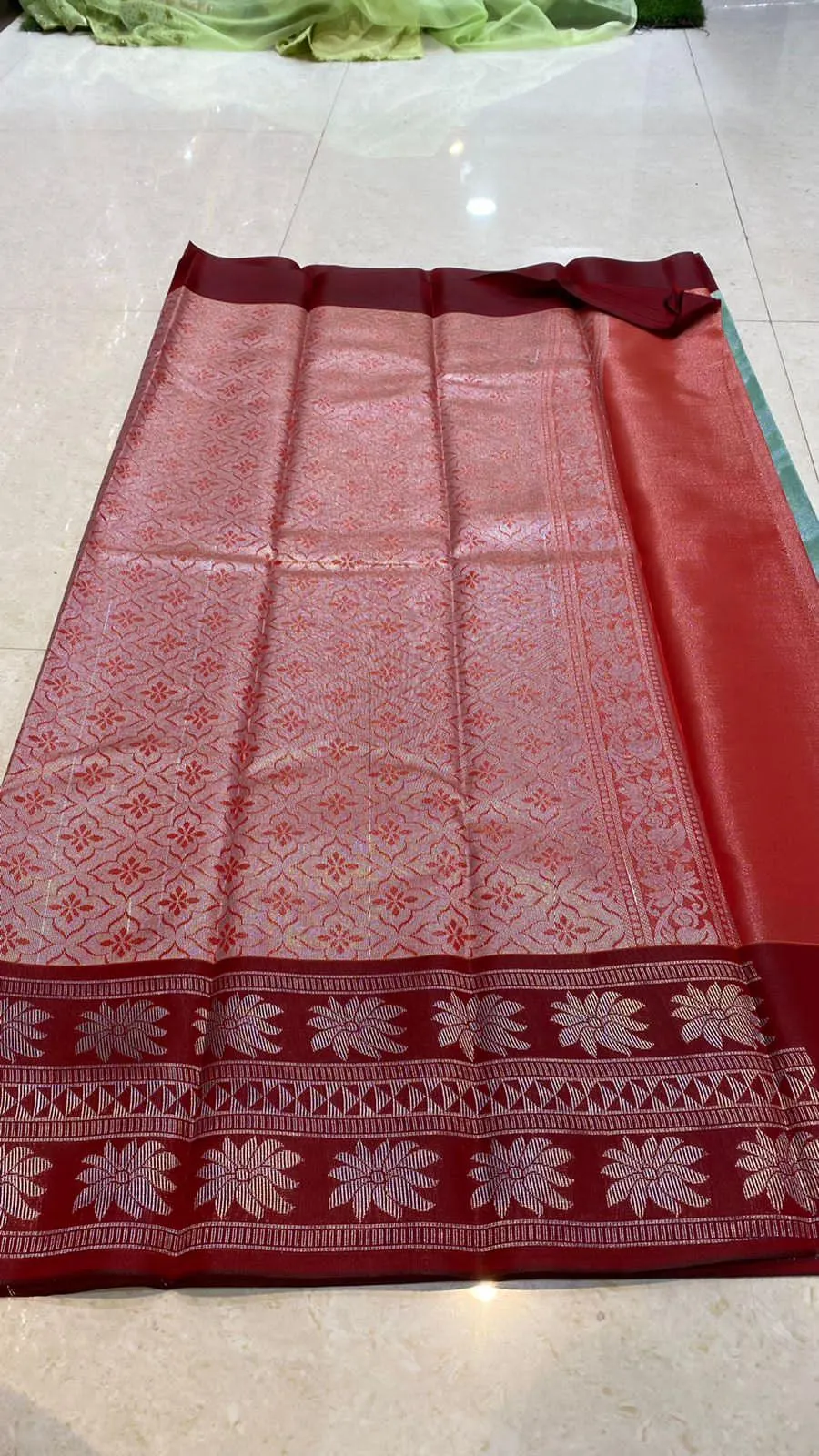 Tissue organza floral silk saree with blouse