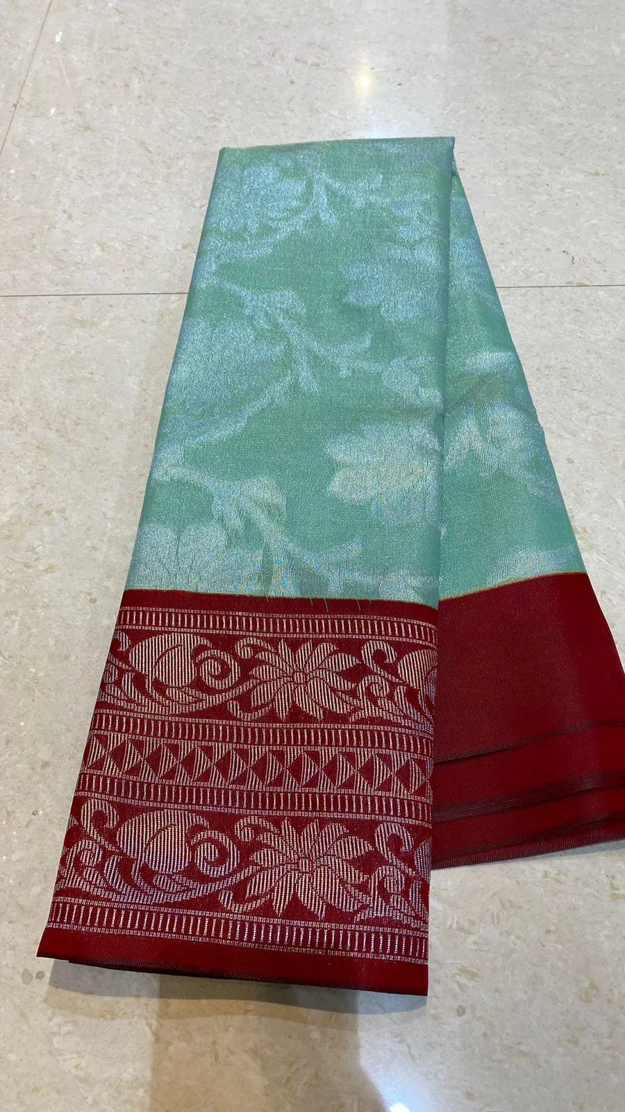 Tissue organza floral silk saree with blouse