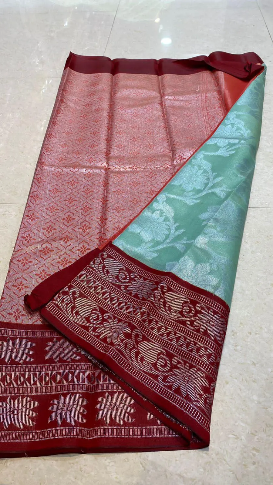 Tissue organza floral silk saree with blouse